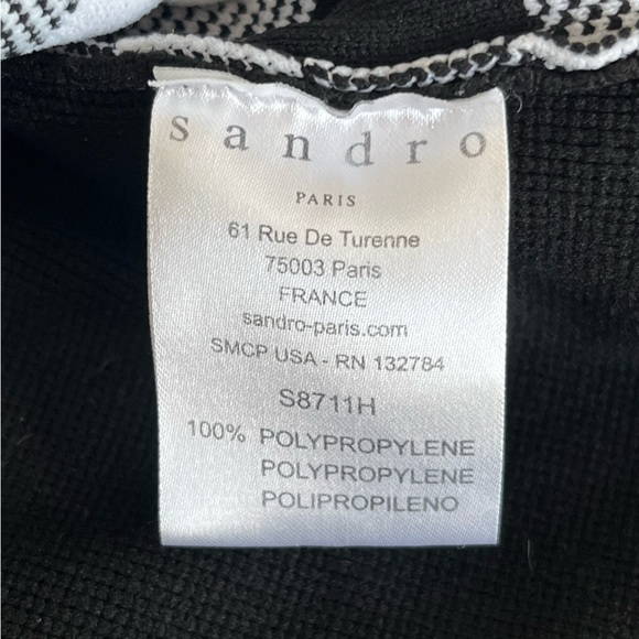 Sandro Paris Women’s  Sz  1 (US Small) Black & White Checked Knit Top - Picture 5 of 6